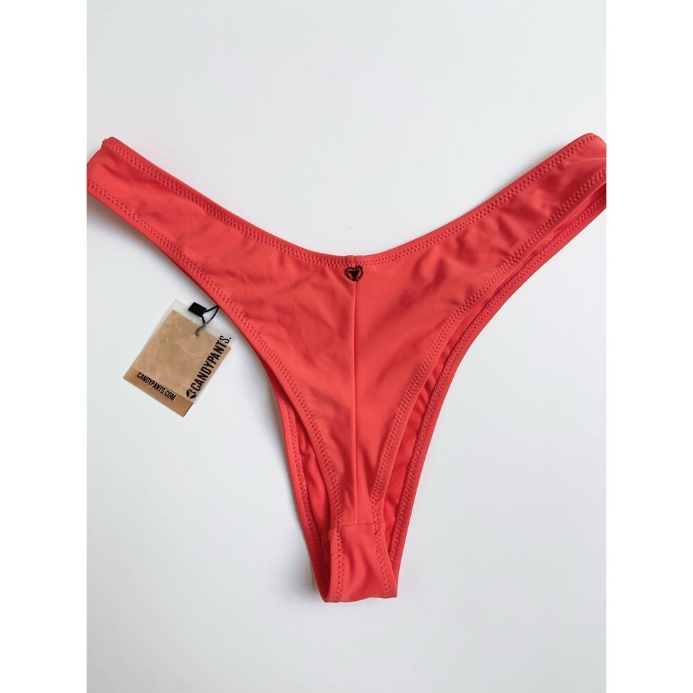 NWT Candy Pants Coral High Hip Thong Bikini Bottoms size Medium - Picture 7 of 10